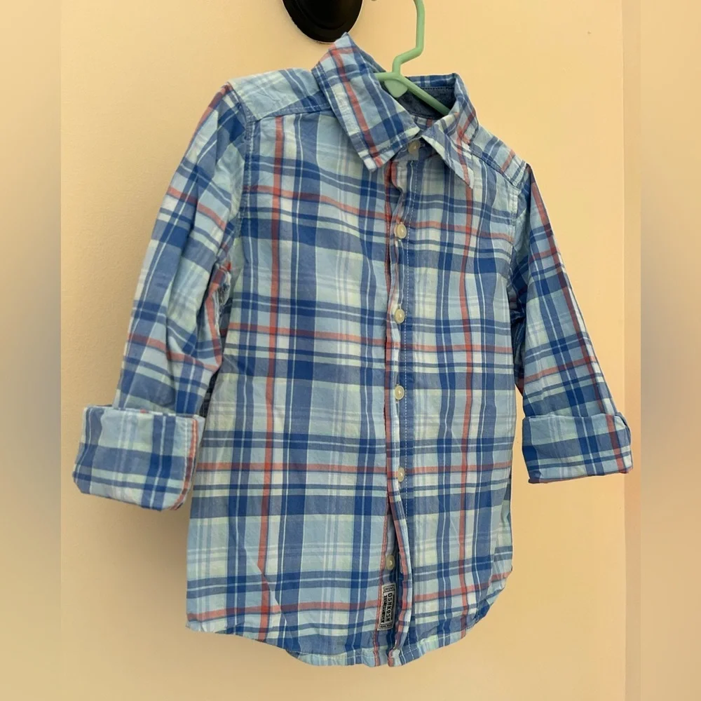 Blue & Red Plaid Button Down Shirt | Boys Size 5 | OshKosh B’gosh